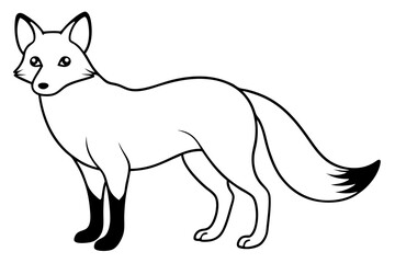 fox silhouette line art vector illustration with a white background