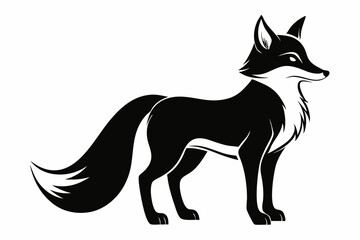 fox silhouette line art vector illustration with a white background