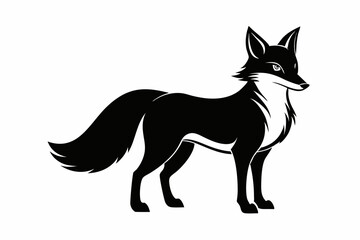 fox silhouette line art vector illustration with a white background