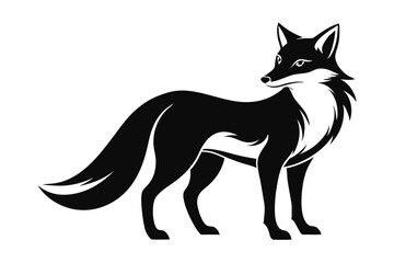 Obraz premium fox silhouette line art vector illustration with a white background