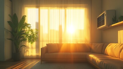 Fototapeta premium Sunny Sunrise Living Room Interior