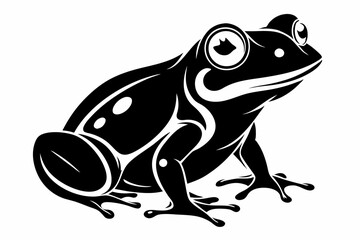 frog silhouette line art vector illustration with a white background