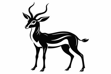 gazelle silhouette line art vector illustration with a white background