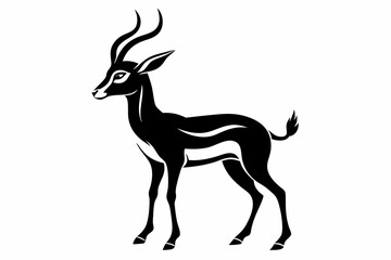 Fototapeta premium gazelle silhouette line art vector illustration with a white background
