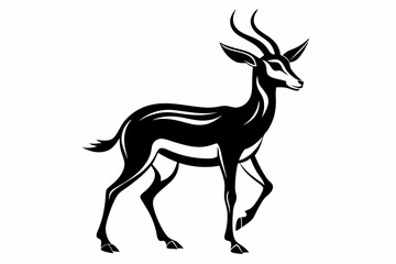 Fototapeta premium gazelle silhouette line art vector illustration with a white background