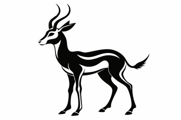 Fototapeta premium gazelle silhouette line art vector illustration with a white background