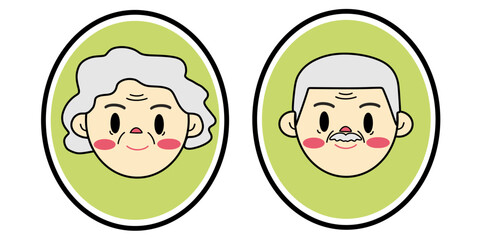 CUTE HAND-DRAWN CARTOON CHARACTER OF GRANDPARENTS