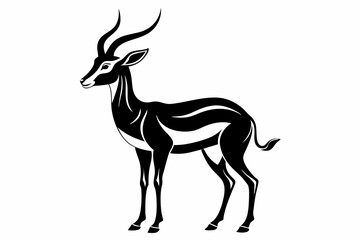gazelle silhouette line art vector illustration with a white background