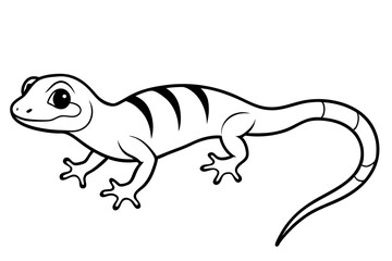 gecko silhouette line art vector illustration with a white background