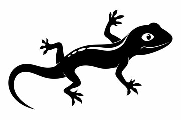 gecko silhouette line art vector illustration with a white background
