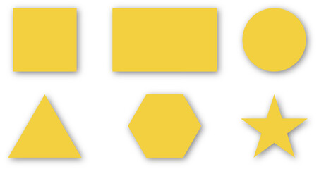 Różne figury geometryczne rzucające cień. 