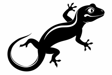 gecko silhouette line art vector illustration with a white background