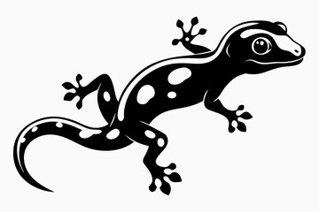 gecko silhouette line art vector illustration with a white background