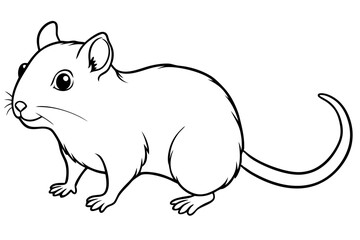 gerbil silhouette line art vector illustration with a white background