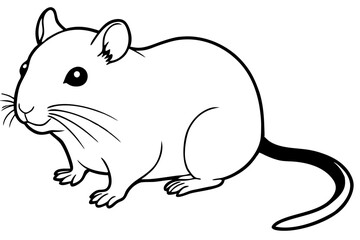 gerbil silhouette line art vector illustration with a white background