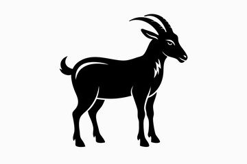 goat silhouette line art vector illustration with a white background