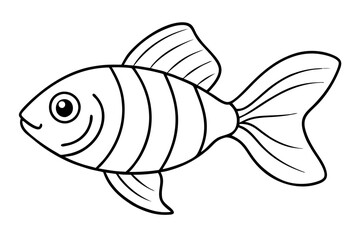 goldfish silhouette line art vector illustration with a white background