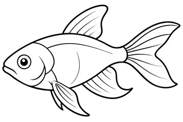 goldfish silhouette line art vector illustration with a white background