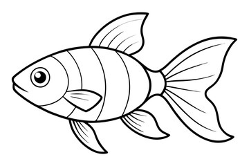 goldfish silhouette line art vector illustration with a white background