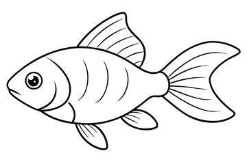 goldfish silhouette line art vector illustration with a white background