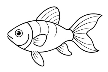 goldfish silhouette line art vector illustration with a white background