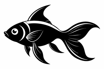 goldfish silhouette line art vector illustration with a white background