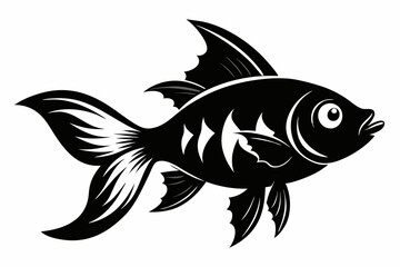 goldfish silhouette line art vector illustration with a white background