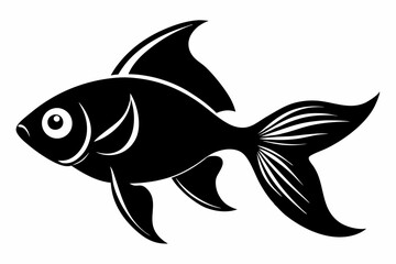 goldfish silhouette line art vector illustration with a white background