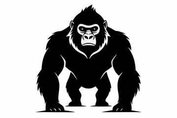 gorilla silhouette line art vector illustration with a white background