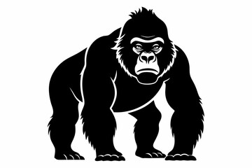 gorilla silhouette line art vector illustration with a white background