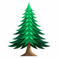 Vibrant green pine tree illustration with a clean white background