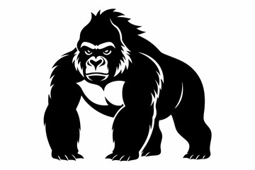 gorilla silhouette line art vector illustration with a white background