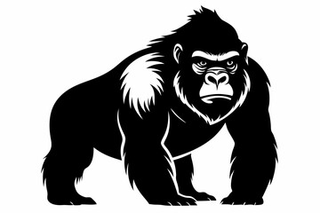 gorilla silhouette line art vector illustration with a white background