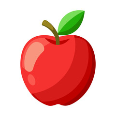 red apple with leaf isolated on transparent background