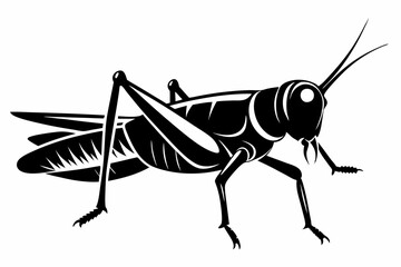 grasshopper silhouette line art vector illustration with a white background
