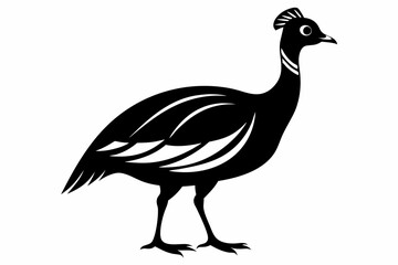 guineafowl silhouette line art vector illustration with a white background
