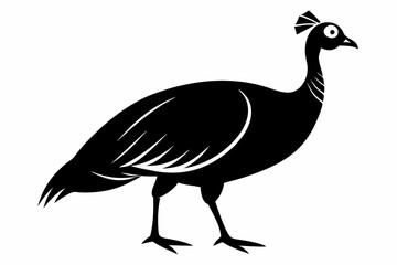 guineafowl silhouette line art vector illustration with a white background