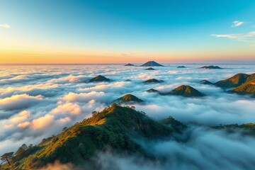 Fototapeta premium arafed view of a mountain range with a sea of clouds