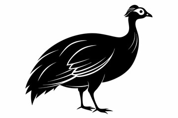 Obraz premium guineafowl silhouette line art vector illustration with a white background