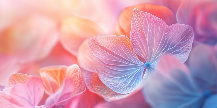 Beautiful hydrangea flower in pastel colors, macro photography, blurred background