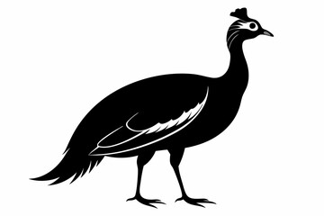 guineafowl silhouette line art vector illustration with a white background