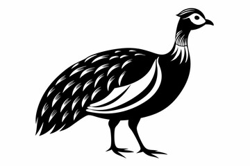 guineafowl silhouette line art vector illustration with a white background