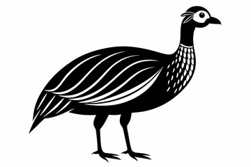 guineafowl silhouette line art vector illustration with a white background
