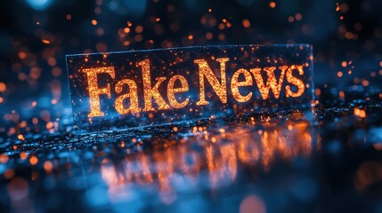 The inscription "Fake News" on a background of digital code, reflecting the spread of disinformation in the digital space