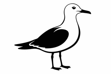 Obraz premium gull silhouette line art vector illustration with a white background