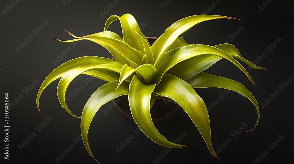 Poster top view of plant in pot on a plain background for botanical use
