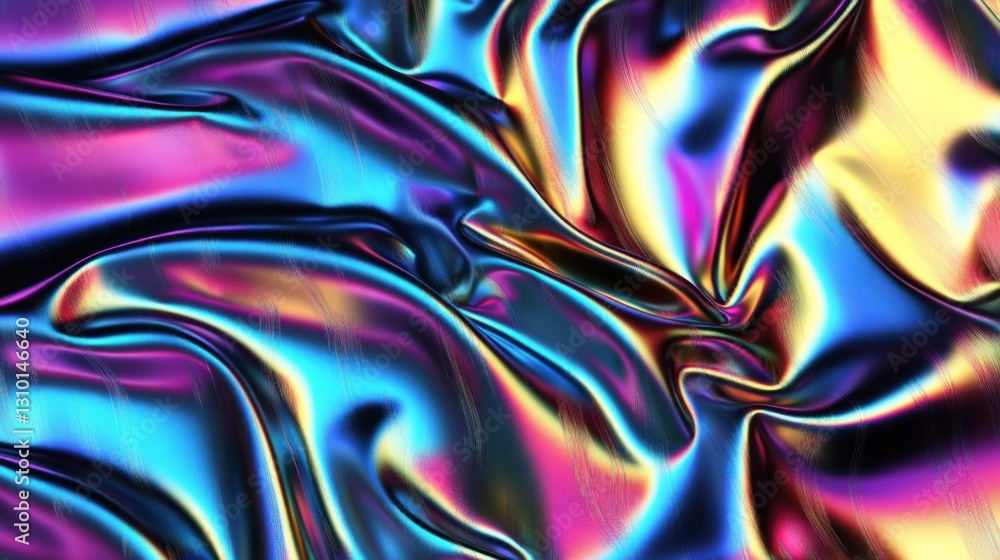 Poster abstract iridescent fabric draped in dynamic folds