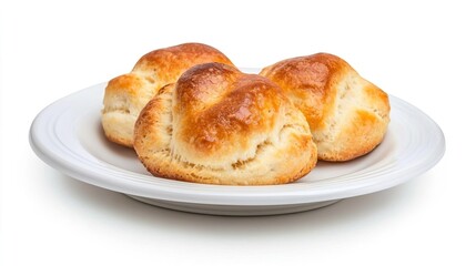 Freshly Baked Scones on a Plain White Plate, Perfect for Tea or Breakfast Presentation