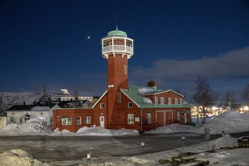The old city in Kiruna during demolition, Norrbotten in Swedish Lapland. Photographed 18 February, 2025