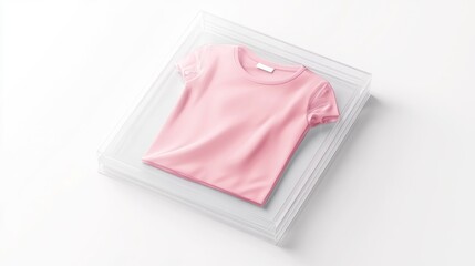 Pink t-shirt in clear acrylic box